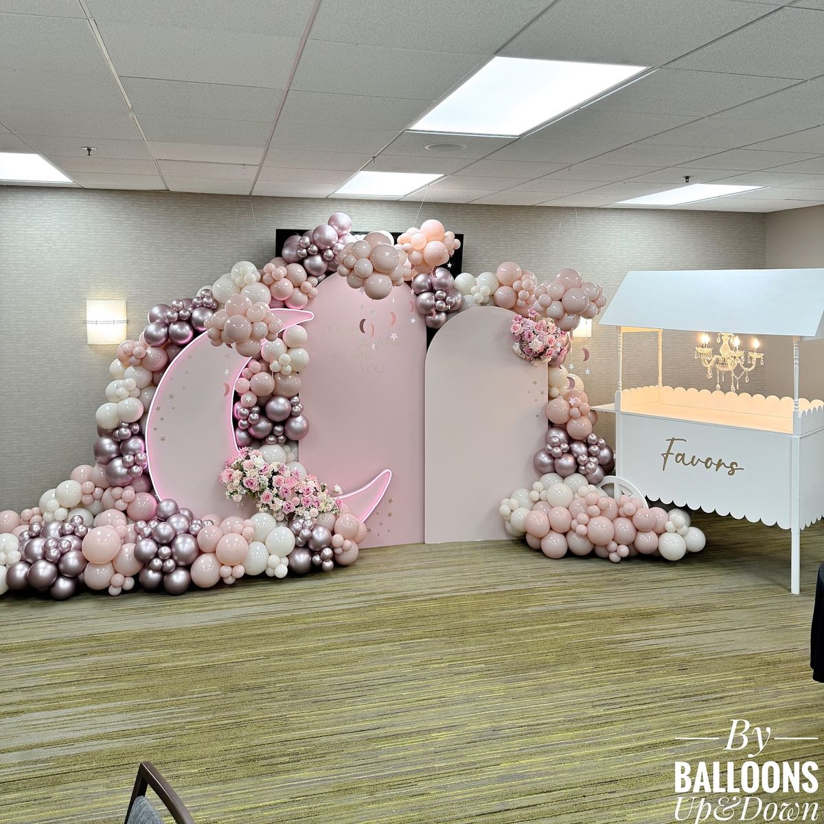 Over-the-moon themed balloon setup delivered in metro Atlanta